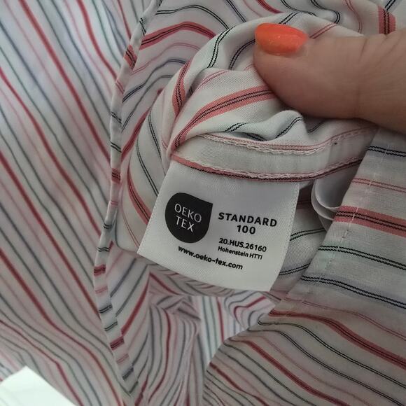 Lands' End Pinstripe Button Down Blouse Plus Size No Iron Cotton 20W - Picture 8 of 12